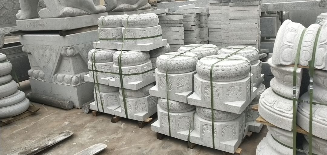 生产花岗岩芝麻灰芝麻白浮雕花拦杆,线雕花拦杆,牌楼,凉亭,仿古柱脚