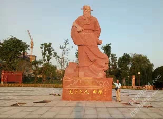 中国红雕刻人像石雕