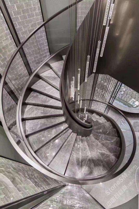 旋转楼梯 别墅精装 大理石家装电视背景墙 大理石背景墙